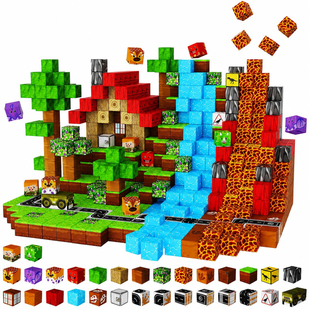 Magnetische Bausteine, 100 Teile Magnetbausteine Kinder – Kreatives 3D-Spielzeug mit Dinosauriern, V