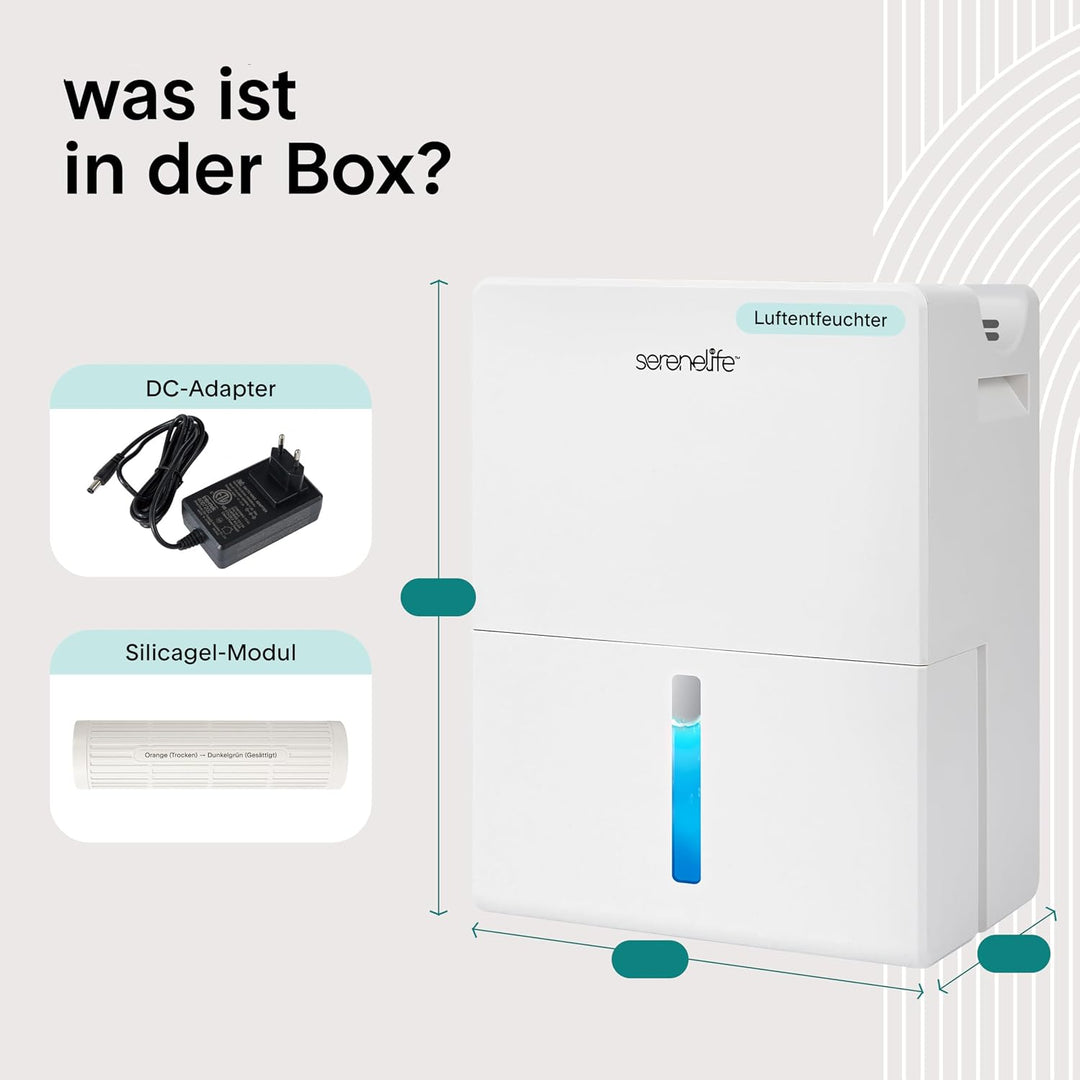 SereneLife Luftentfeuchter Elektrisch Leise 2,3 L für Schlafzimmer und Bad – Kompakter Raumentfeucht