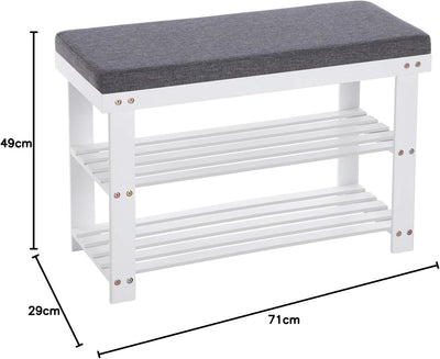 SONGMICS Schuhbank aus Bambus, Schuhregal mit 2 Ebenen, stabil, für Eingangsbereich, Wohnzimmer, Tra