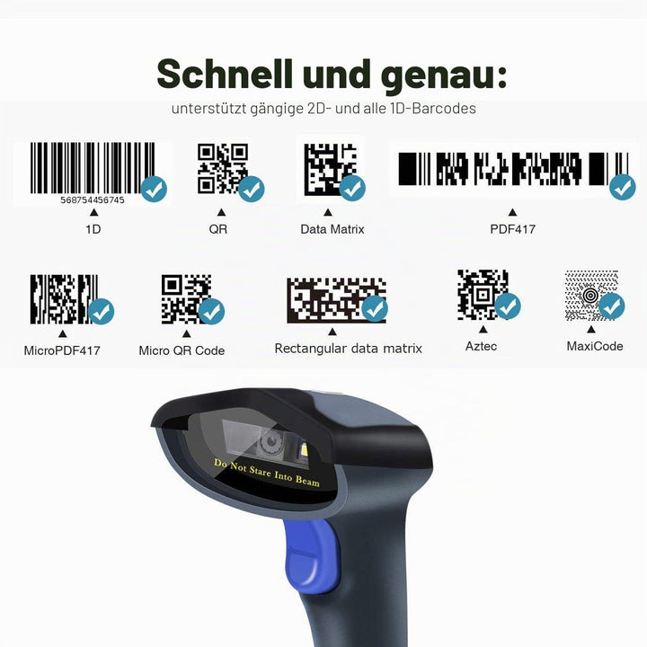 NETUM Kabelgebundener 2D QR Barcode-Scanner mit Halterung - Handheld Automatischer Omnidirektionaler
