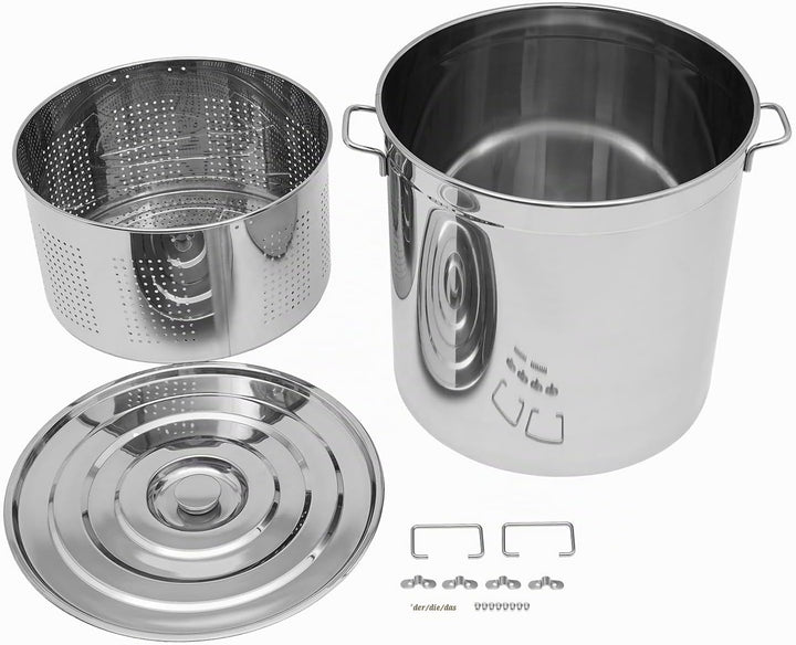 Suppentopf mit Deckel und Korb, 50L Edelstahl Kochtopf, Universaltopf mit Siebeinsatz, Frittiertopf