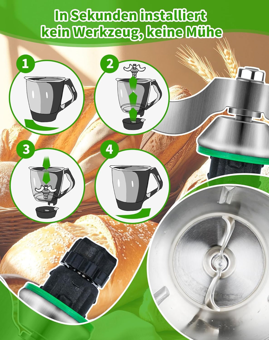 Teigmesser kompatibel mit Vorwerk Thermomix TM5 TM6 TM7 – Edelstahl Mixmesser Ersatzteil für Vorwerk