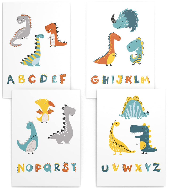 Papierschmiede® Kinderposter 4er Set, 40x60 cm Wanddeko, Geschenk für Jungen Kinderzimmer Babyzimmer