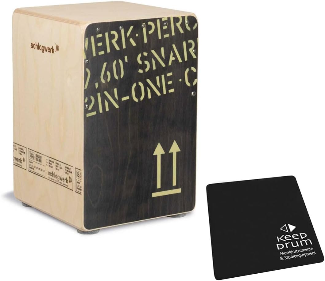 Schlagwerk CP 403 BLK 2inOne Snare Cajon Medium Black Edition + keepdrum Pad Sitzauflage