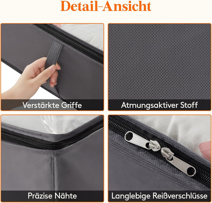 Lifewit 6 Stück 90L Unterbettkommode, Unterbett Aufbewahrungsbox mit deckel, Faltbare Kleidung Aufbe