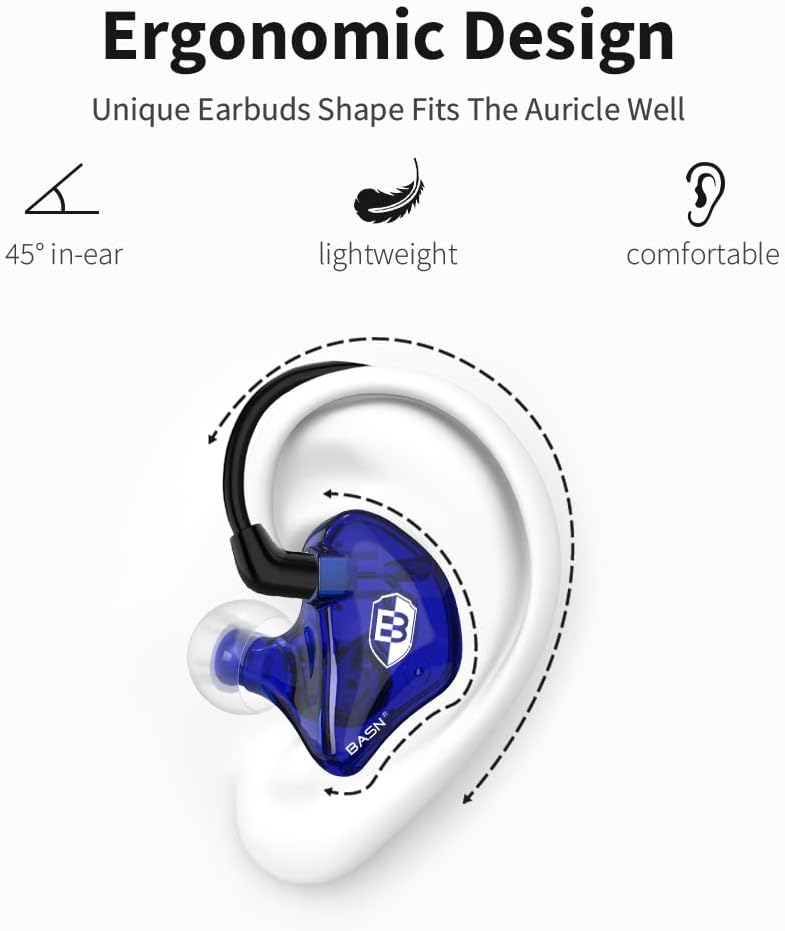 BASN Bsinger In-Ear-Monitore Geräuschisolierende Kopfhörer, Dual-dynamische Treiber High Definition