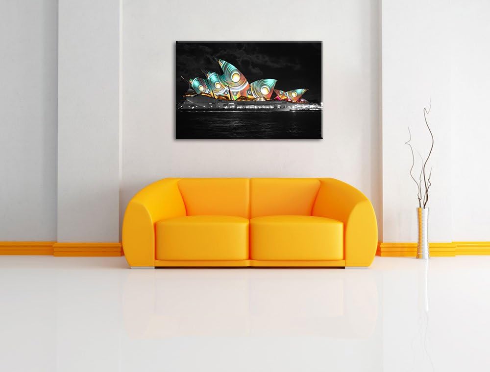 Dark beeindruckende Sydney Opera House Pfauenaugen schwarz/weiss auf Leinwand, XXL riesige Bilder fe