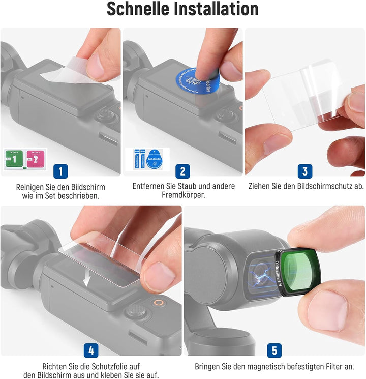 NEEWER Magnetischer Black Diffusion 1/4 Effektfilter, Kompatibel mit DJI OSMO Pocket 3 Creator Combo