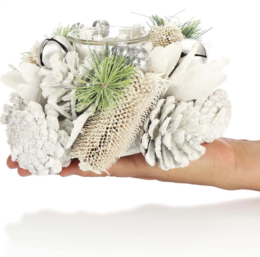 com-four® Teelichthalter - dekorativer Kerzenständer für Weihnachten und Herbst - Kerzenhalter mit n