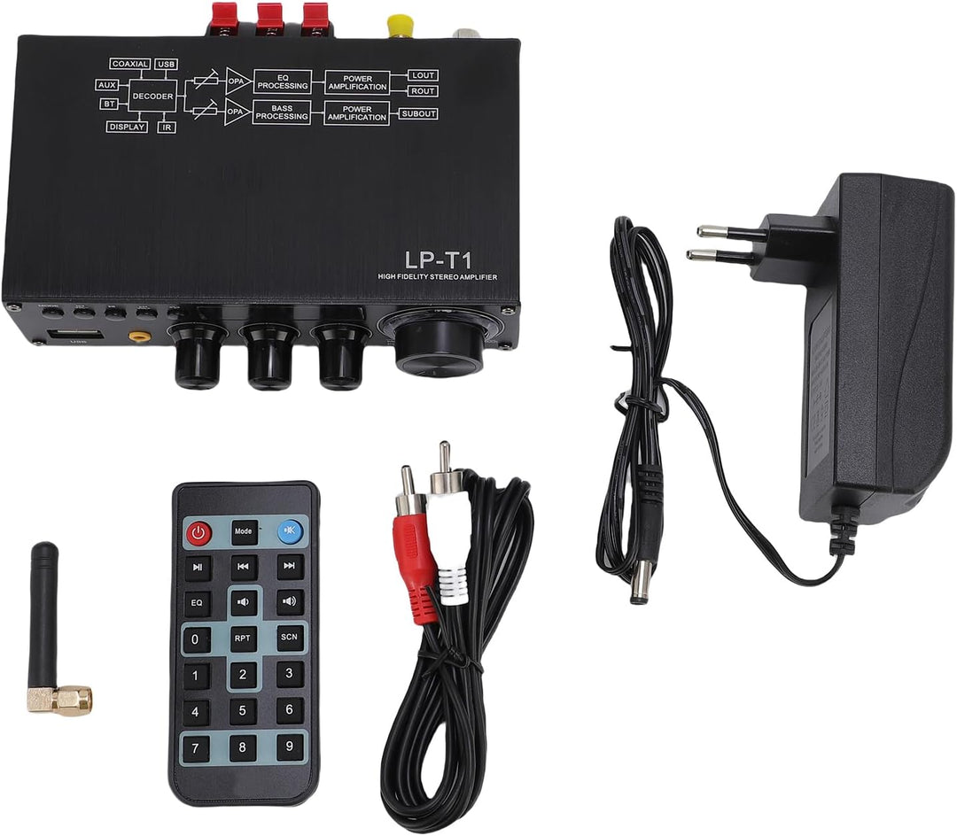 Bewinner 2.1 Kanal -Stereoverstärker mit Bluetooth 5.1, HiFi Digital Subwoofer -Verstärker -Empfänge