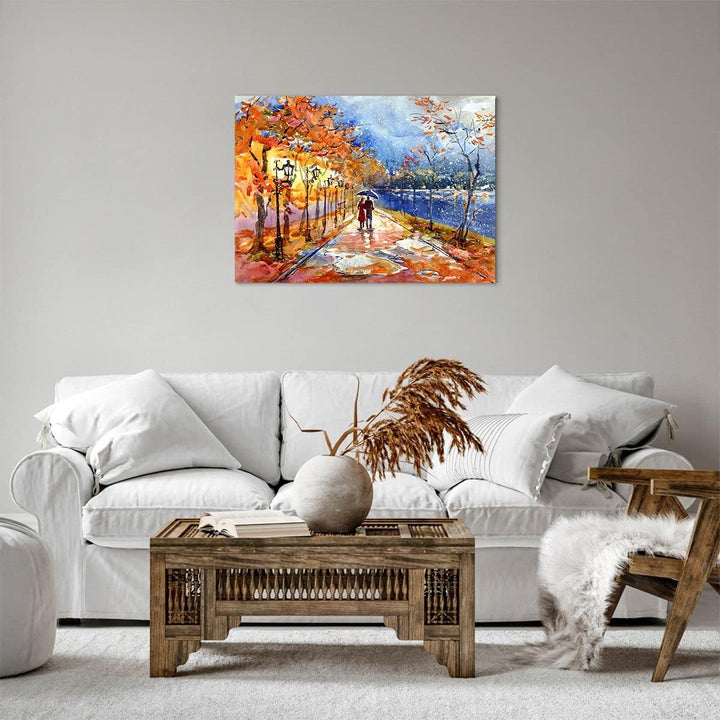 Bilder auf Leinwand Park Paar Baum Leinwandbild mit Rahmen 70x50cm Wandbilder Dekoration Wohnzimmer