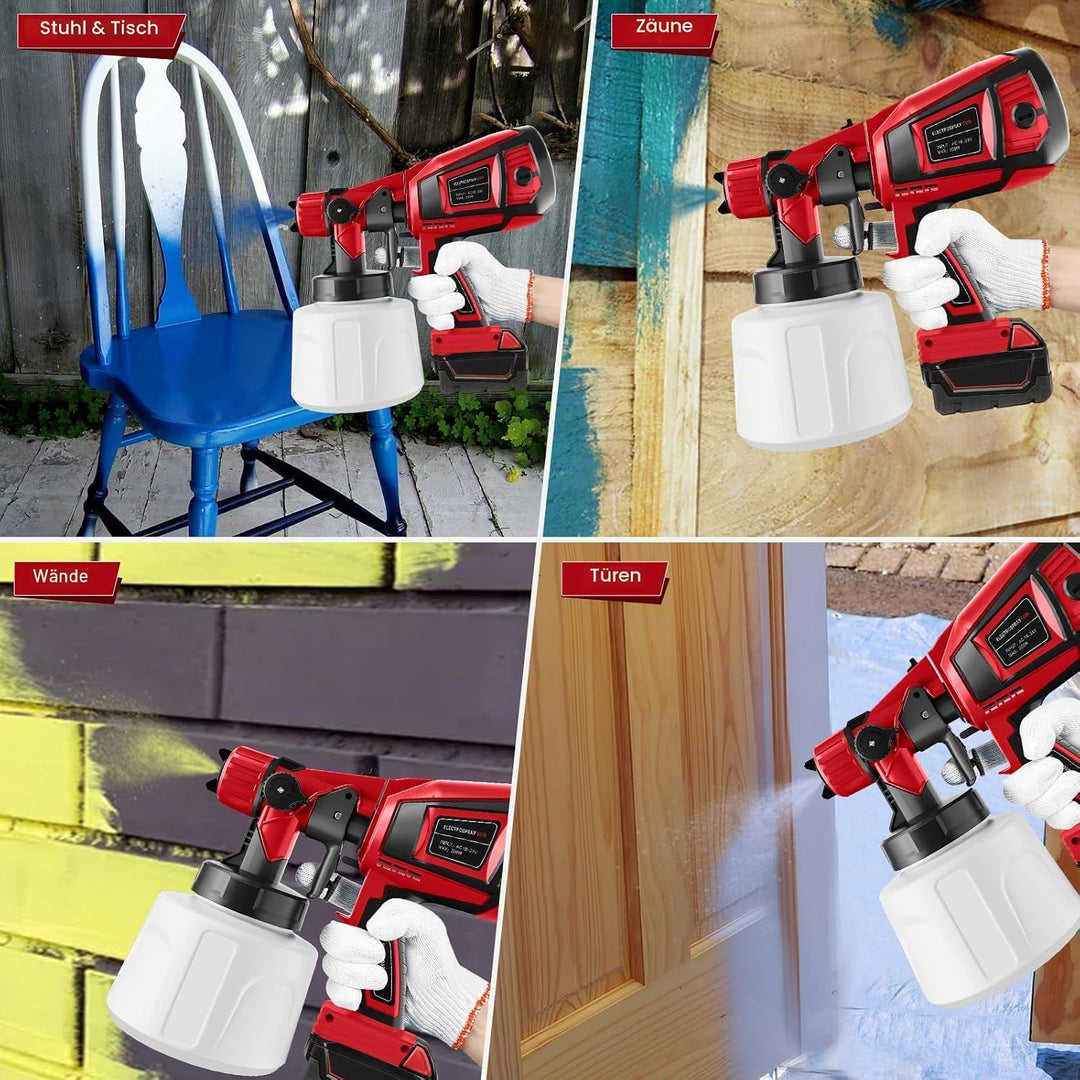 Akku Farbsprühsystem kompatibel mit Milwaukee M18 18V Akku, Akku Farbspritzgerät mit 1000ml Farbbehä