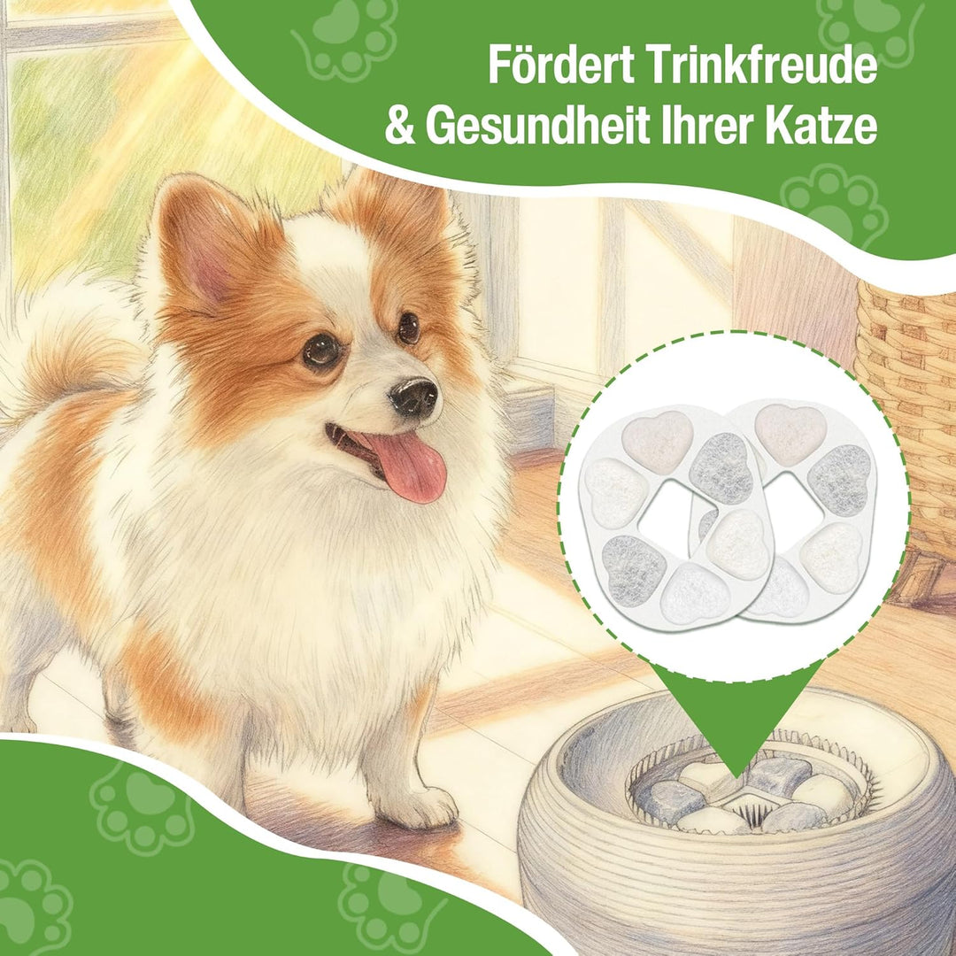 Kompatibler Ersatzfilter für alle PrettyPaw Katzenbrunnen Filter – 8er Box, Zusätzlich mit Maifan- u