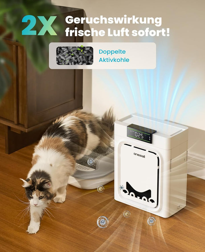 oneisall Luftreiniger mit Waschbare HEPA-Filter, CADR 320m³/h, 204m², 20dB Leise Air Purifier für Al