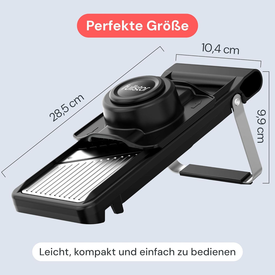 Fullstar 2-in-1 Mandoline Edelstahl Gemüsehobel - Verstellbarer Dünnschneider 1-4 mm - Mandoline mit