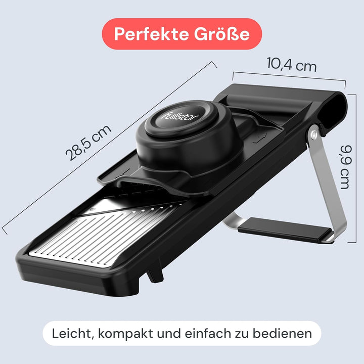 Fullstar 2-in-1 Mandoline Edelstahl Gemüsehobel - Verstellbarer Dünnschneider 1-4 mm - Mandoline mit