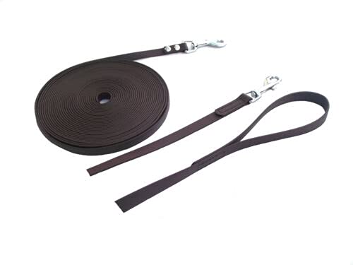 MJH® Beta Biothane® Schleppleine mit Handschlaufe 3m lang & 16mm breit in verschiedenen Farben (brau