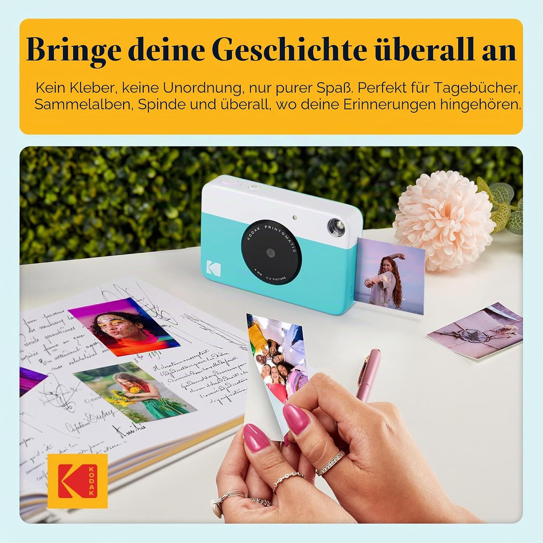 KODAK PRINTOMATIC Digitale Sofortbildkamera, Vollfarbdrucke auf Zink 2x3-Fotopapier mit Sticky-Back-