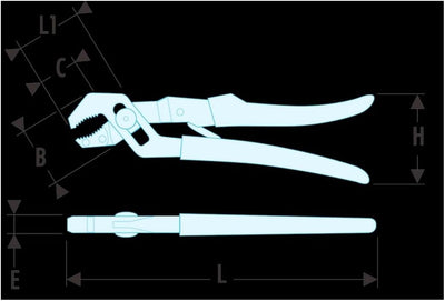 FACOM Robo-Grip mit Selbsteinst. A.28 mm,Länge 170 mm,, 1 Stück, 485.17 28mm, 28mm