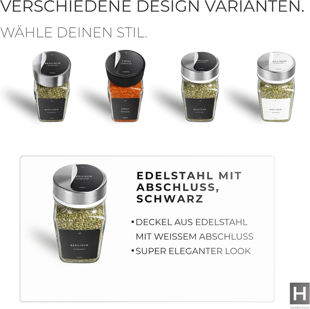 𝗛𝗔𝗩𝗘𝗡𝗛𝗔𝗨𝗦 Gewürz Organizer Set I 24x Gewürzgläser eckig [120ml] mit Streuaufsätzen &amp; Deckel luftdich