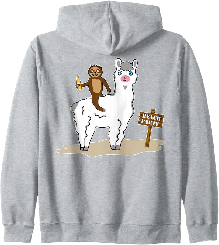 Faultier & Lama Lustige Strandparty Cartoon Design Outfit Kapuzenjacke