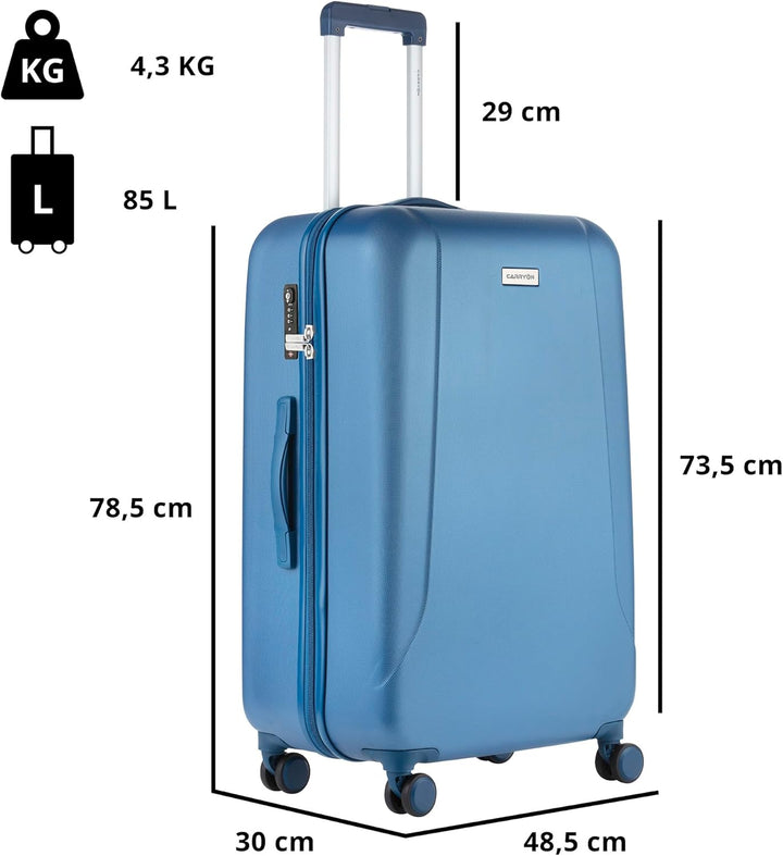 CarryOn Skyhopper Hartschalen Koffer Gröss - TSA Reisekoffer Leicht 78cm (Blau, Gross) L Blau, L Bla