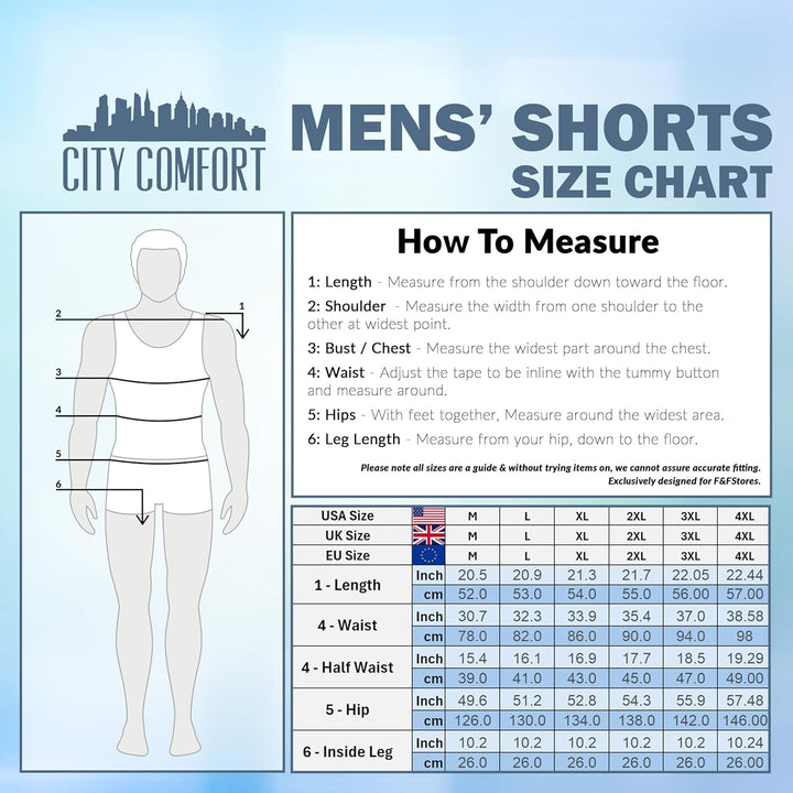 CityComfort Pyjama Shorts Herren, Kurze Schlafanzughose Herren mit Seitentaschen & Elastischem Bund
