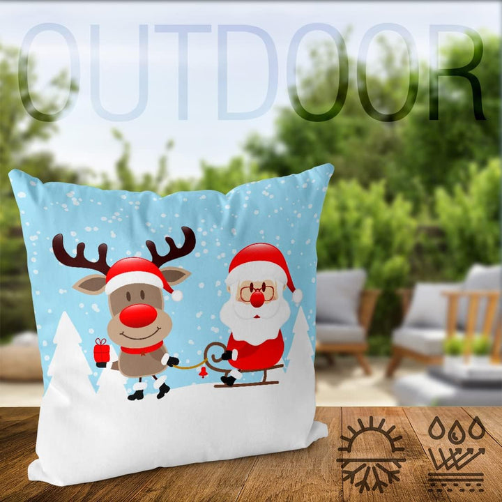 VOID Nikolaus Rentier Schlitten Kissenbezug Kissenhülle Sofakissen Kissen Deko Weihnachten Winter We