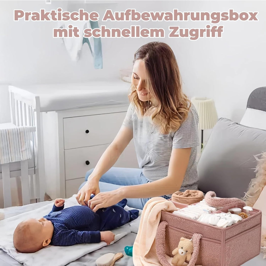 Wickeltasche Organizer, Wickeltisch Organizer, Tragbarer Wickelkorb mit Herausnehmbaren Fächern, Plü
