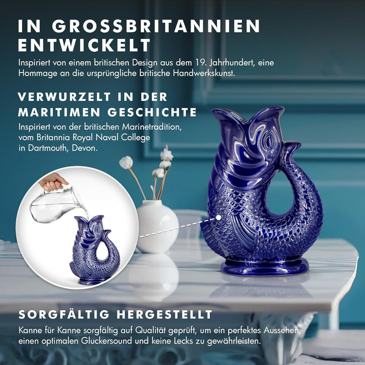 Bubble Jug | Wasserkaraffe | Keramikkrug in Fischform | 1,5 L | Salbeigrün Salbeigrün 1.5L, Salbeigr