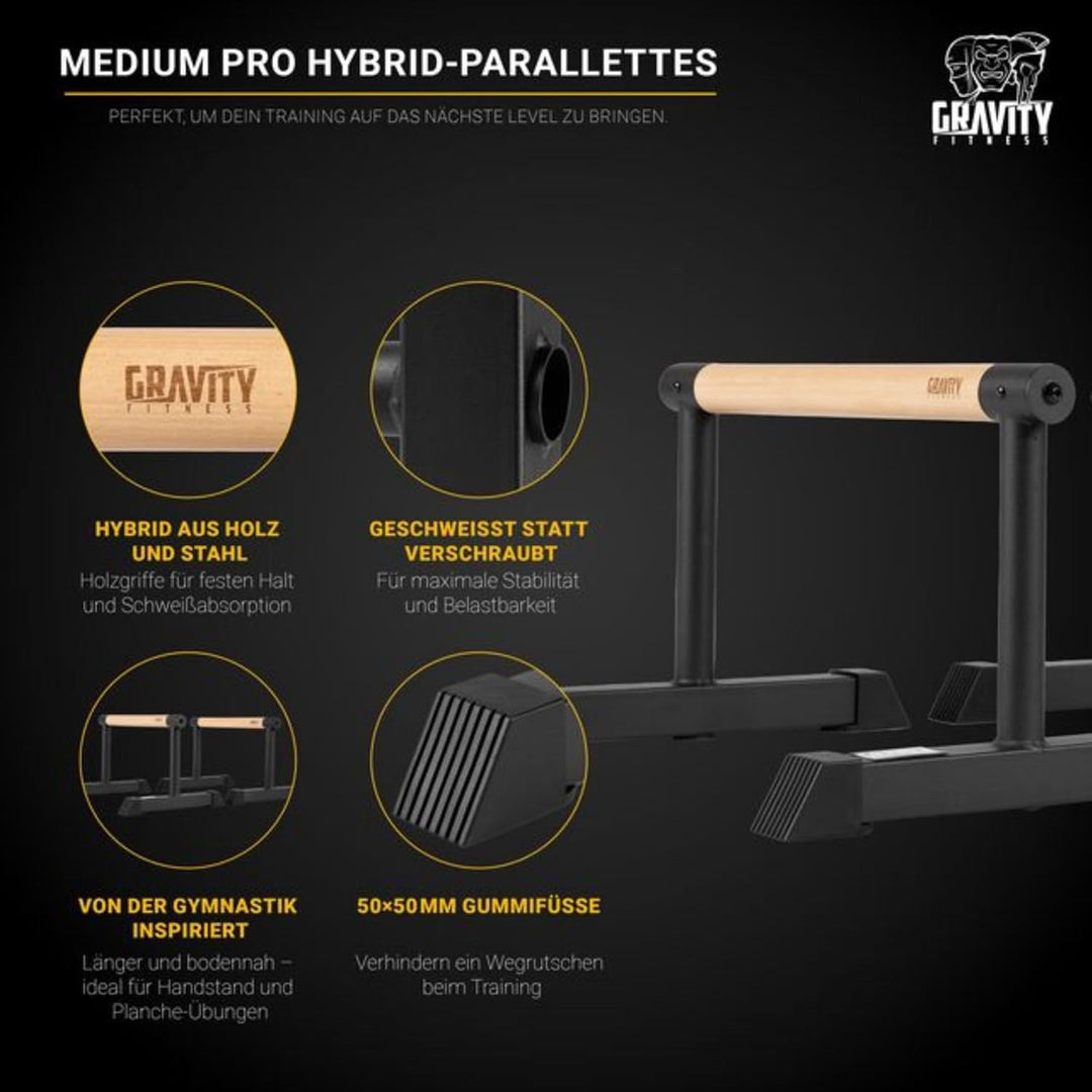 Gravity Fitness | Parallettes - mittelgross - neue 38-mm-Griffe - Calisthenics, Crossfit, Heim- und