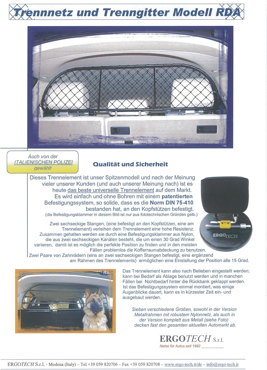 ERGOTECH Trennnetz Trenngitter Hundenetz Hundegitter für Toyota Prius Plus (Kombi)