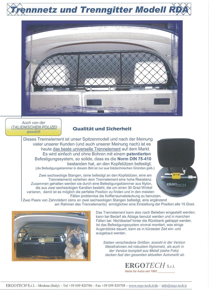 ERGOTECH Trennnetz Trenngitter Hundenetz Hundegitter für Toyota Prius Plus (Kombi)