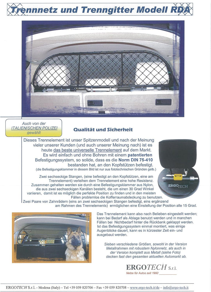 ERGOTECH Trennnetz Trenngitter Hundenetz Hundegitter für Ford Galaxy ab BJ 2007