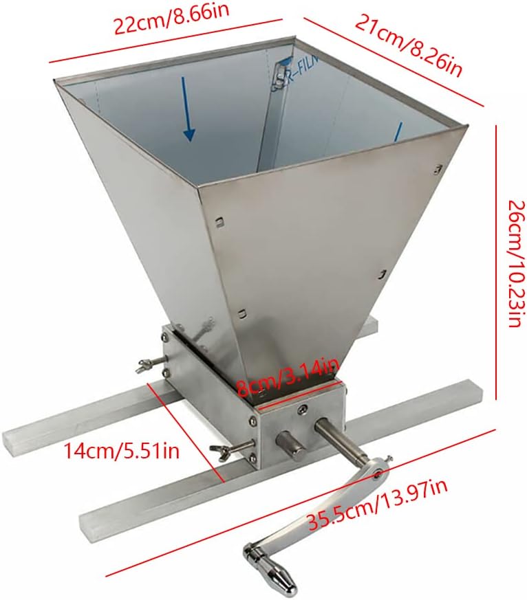 LENJKYYO Getreidemühle Verstellbare mit 2 Rollen Metallfuss und Griff Malzmühle Heimbrauer Schrotmüh