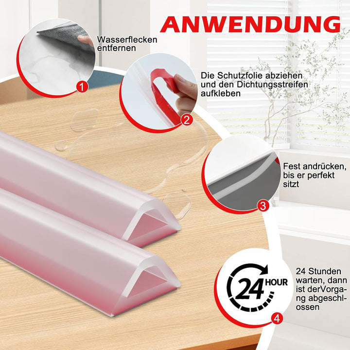 200cm Schwallschutzleiste Dusche Selbstklebend, Silikon Transparent Wasserstopper Dusche Boden, Hohl