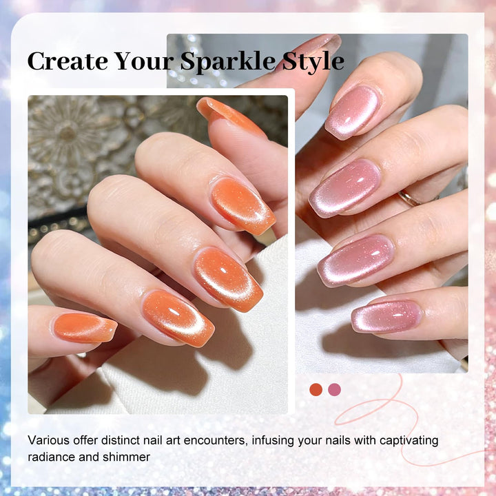JODSONE Cat Eye Gel Nagellack-Set - 10 Farben mit Magnet Cat Eye Gel Nagellack Sparkling-CE, Sparkli