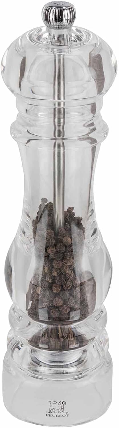 Peugeot Nancy Manuelle Pfeffermühle, Klassische Mahlgradeinstellung, Höhe: 22 cm, Acryl, Transparent