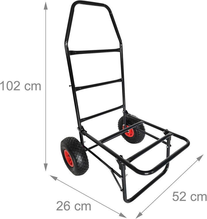 Relaxdays Transportwagen, klappbarer Rollwagen, HBT: 102x50x37 cm, luftbereift, bis 80 kg, Lastenwag