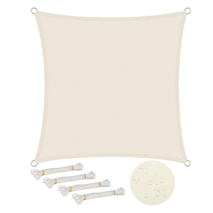WOLTU Sonnensegel Quadrat 2x2m Creme wasserabweisend Sonnenschutz Polyester Windschutz mit UV Schutz