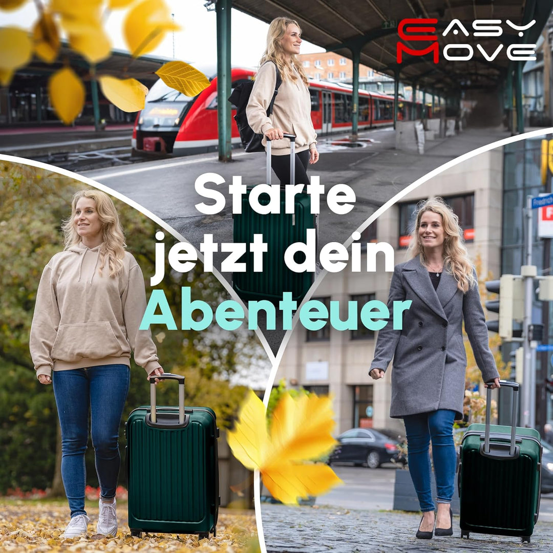Easy Move ABS Hartschalenkoffer [ERGONOMISCH & SICHER] - Grosser Trolley Koffer mit 360° Rädern, Zah