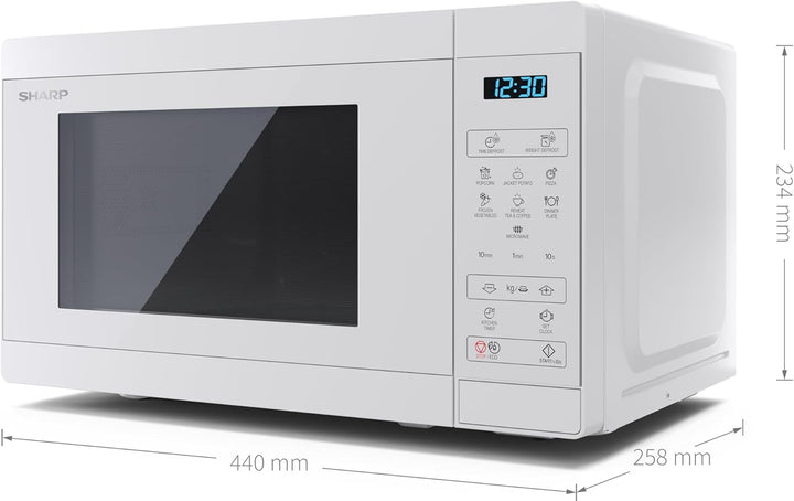 Sharp Mikrowelle YC-MS02E-C 20L, Kristallweiss, 800W, Digitalsteuerung, 11 Leistungsstufen, 8 Progra