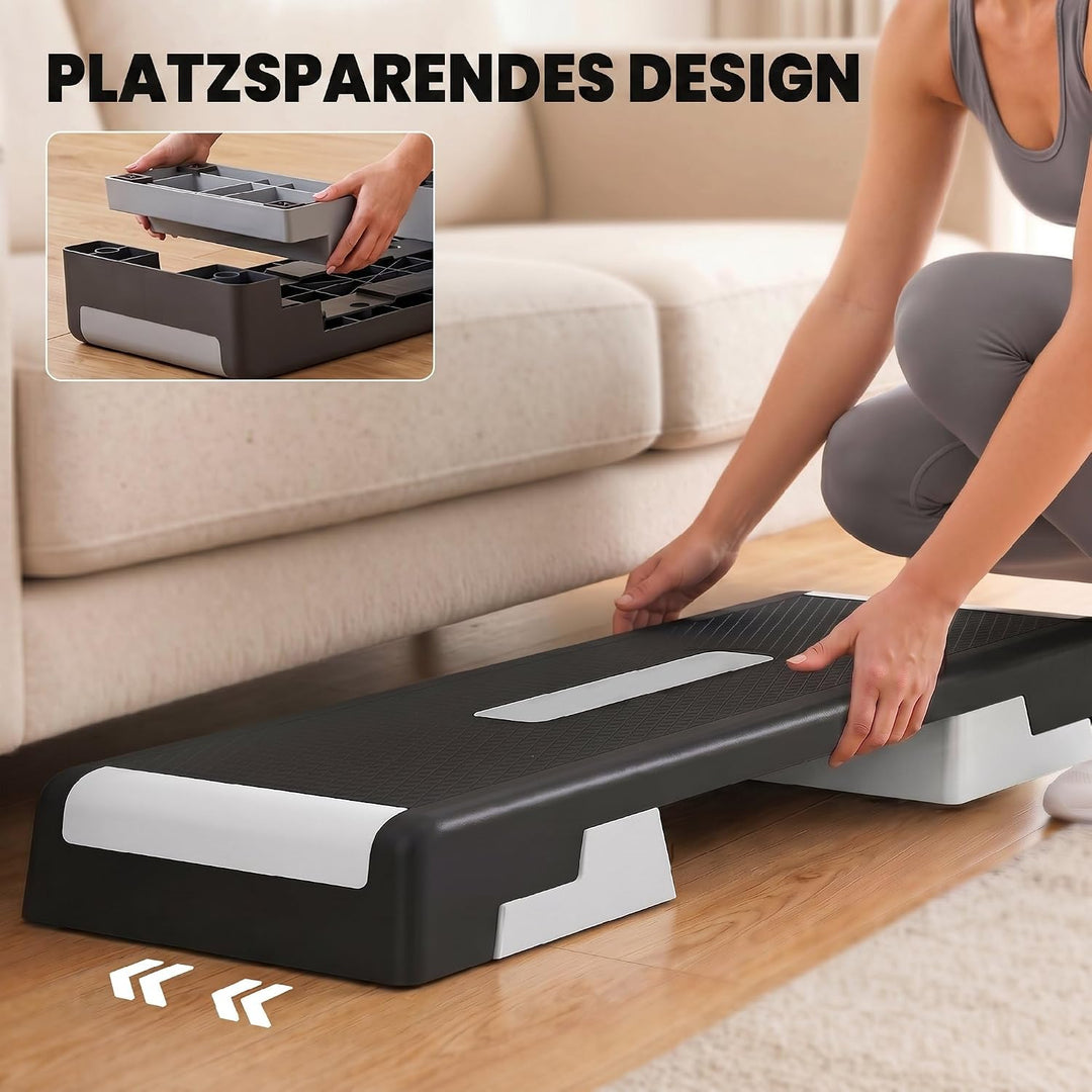 SPORTNOW Steppbrett höhenverstellbar Fitness Aerobic Stepper mit 3 Stufen (15/20/25 cm), Anti-Rutsch