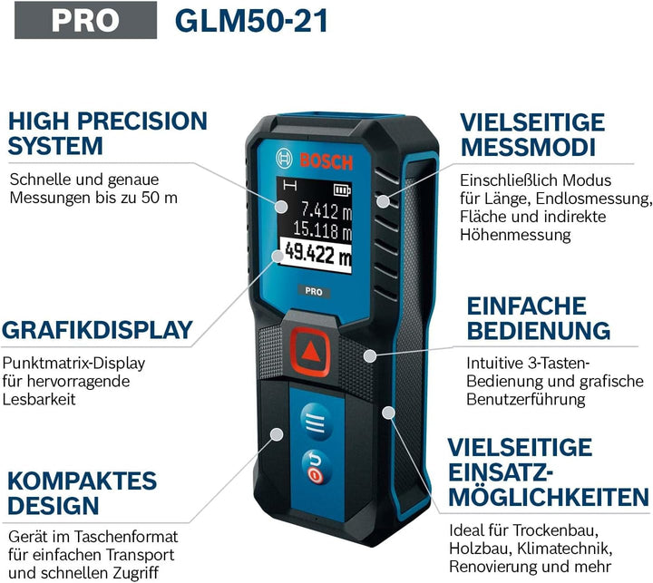 Bosch PRO GLM50-21 Laser-Entfernungsmesser