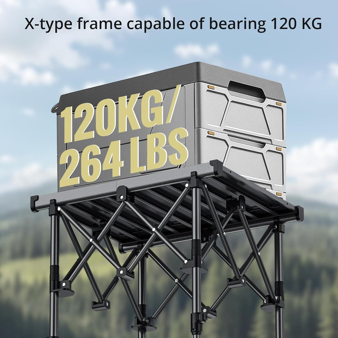Anbte Campingtisch Klapptisch 50x41cm(LxB) Aluminium Aufrollbare Tischplatte mit 2 Höhen 44/70cm X-F