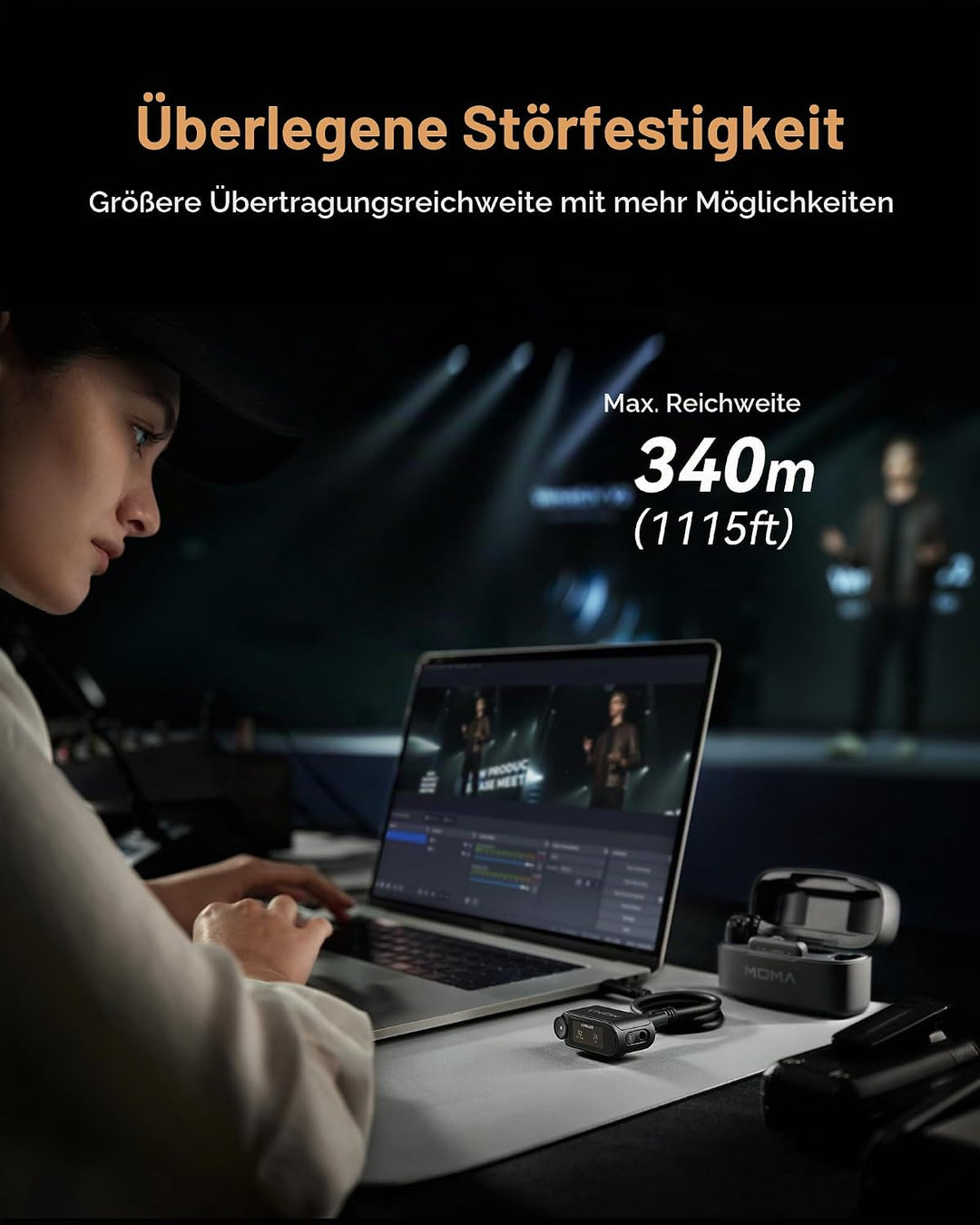 Hollyland Lark Max 2, Kabelloses Lavalier Mikrofon, AI-Rauschunterdrückung, 32-Bit-Audio mit voller