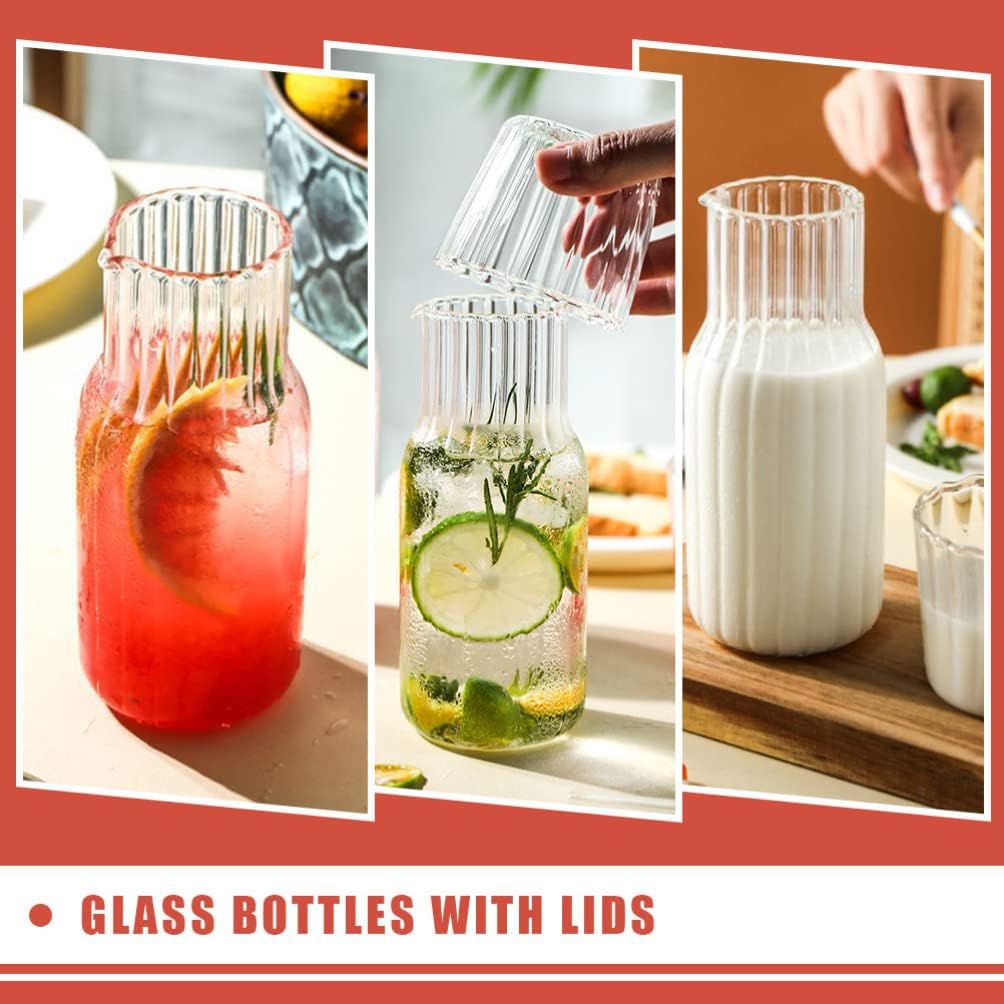 Operitacx 2 Sets Nachtnacht Wasser Karaffe mit Becher Glas Set für Schlafzimmer Nachttisch Kaltes Wa