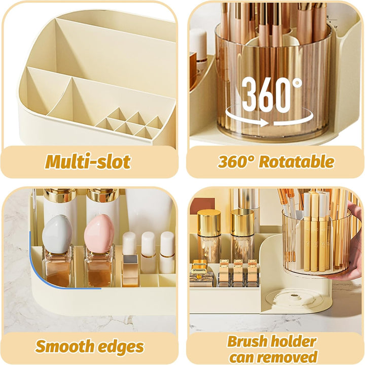 DASITON Make Up Kosmetik Organizer, 360° drehbarer Make Up Pinsel Organizer, Schmink Aufbewahrung fü