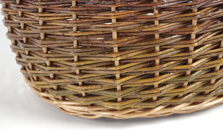 Kobolo Weidenkorb Einkaufskorb handgeflochten aus Weide mit Henkel 46x40x41 cm