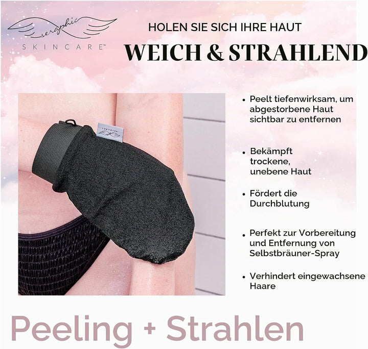 Seraphic Skincare (Original) Premium Exfoliating Mitt for Body (2 pc) – veganes Körperpeeling
